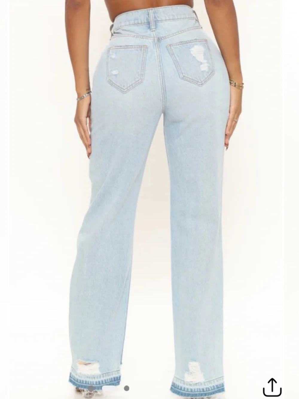 Amsterdam Ripped Straight Leg Jeans - Light Blue Wash - Picture 3 of 7